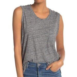 Madewell Pocket Slub Muscle Sleeveless Tank Top in Heather Grey Women's Size XXS
